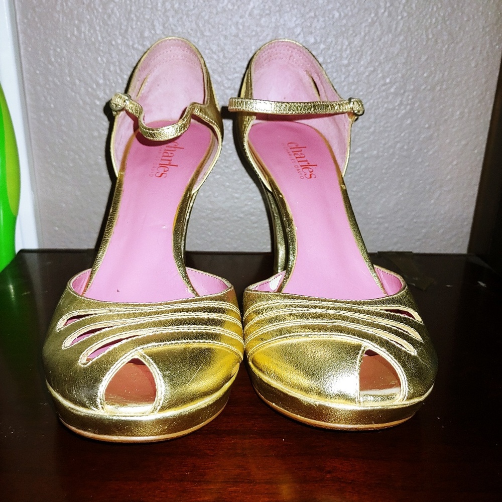 Charles by Charles gold heels 8
